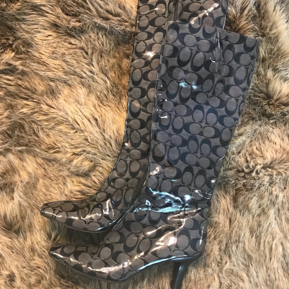 Coach patent leather boots